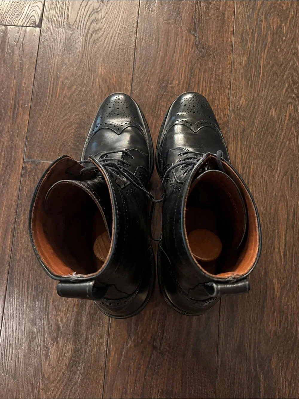 Allen Edmonds Black Leather Wingtip Brogue Boots Size 13 B Dainite Sole